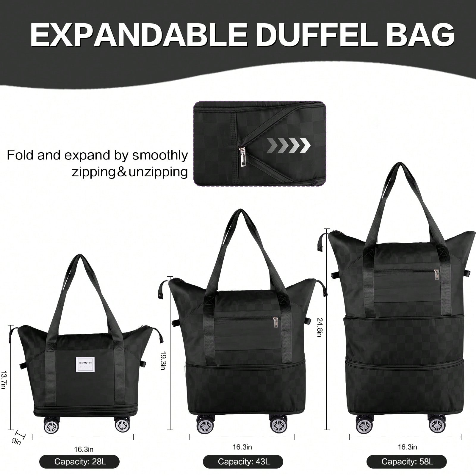 Expandable Rolling Duffle Bag  - Foldable Rolling Luggage Bag 评论和价格