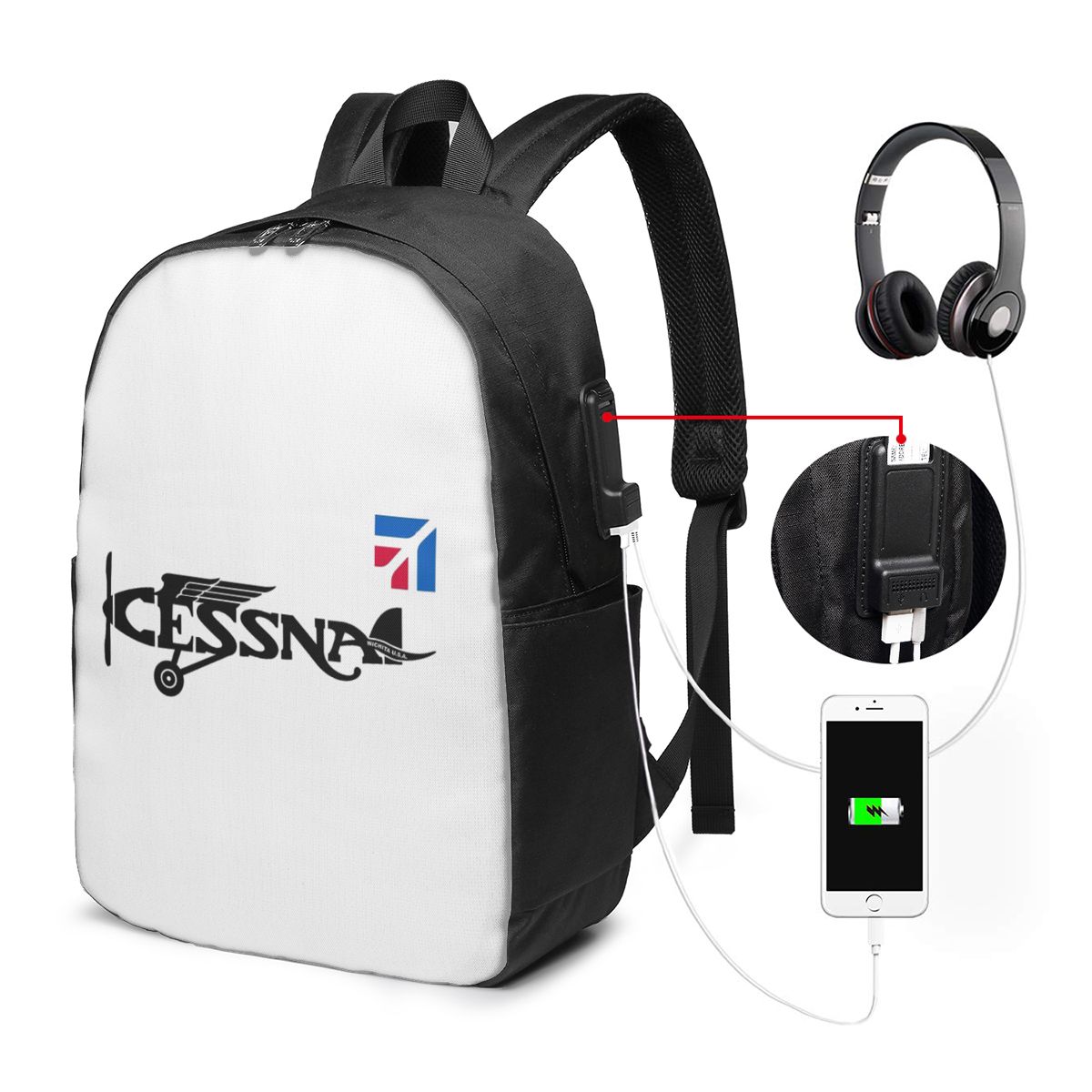Cessna Logo Backpack Travel No - Backpacks 评论和价格