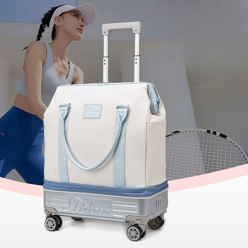 Wheeled Duffel Bag with Telesc - Foldable Rolling Luggage Bag 评论和价格