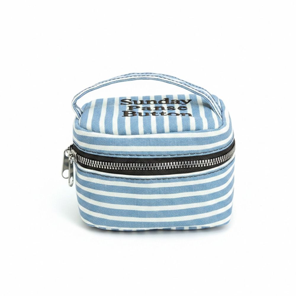 Portable Blue White Striped Sq - Cosmetic Bags 评论和价格